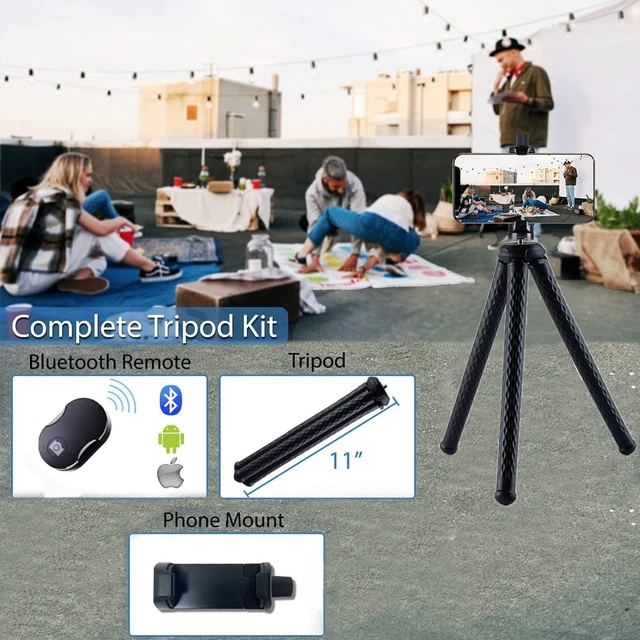 Alt view image 6 of 7 - Flexible Phone Camera Tripod Stand Holder, with Bluetooth Remote, Compact, Adjustable Legs, Durable Design, Waterproof, GoPro, iPhone XR/XS Max, XS/X, Android Samsung Galaxy