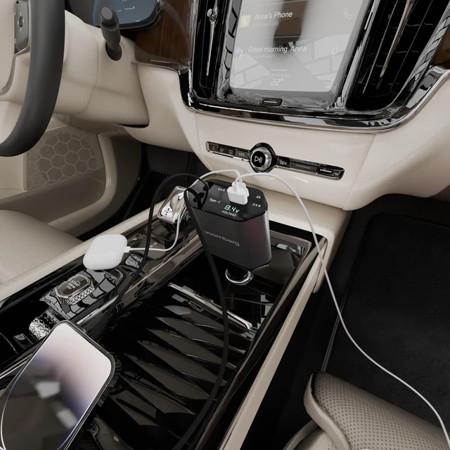 Alt view image 7 of 7 - Retractable Fast Car Charger 100W for CarPlay, 4-in-1 Car Charger Adapter with 31.5" Built-in Cables & Dual USB Ports, Compatible with iPhone 11, 12,13,14,15,16,17 & Samsung Devices, Tablets and More
