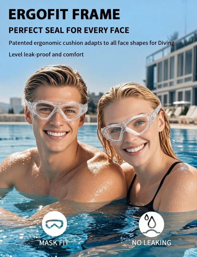 Alt view image 7 of 7 - 180° Panoramic Swim Goggles for Adults, Ultra-Comfort Liquid Silicone Anti-Fog Lenses with UV Protection for Pool & Outdoor Surface Swimming Women Men Youth