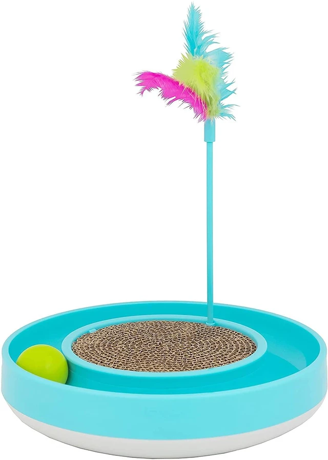 Main image of Wobble Scratch Track Cat Toy - Interactive Cat Toys for Indoor Cats with Ball Track That Rolls; Feather Wand and Scratcher Pad. Great as a Kitten Toy for Self Play to Keep Them Busy