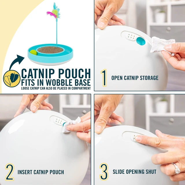 Alt view image 5 of 7 - Wobble Scratch Track Cat Toy - Interactive Cat Toys for Indoor Cats with Ball Track That Rolls; Feather Wand and Scratcher Pad. Great as a Kitten Toy for Self Play to Keep Them Busy
