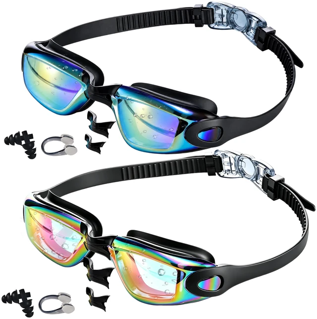 Main image of Swim Goggles, 2 Pack Unisex Adult Swimming Goggles No Leakage Anti Fog Wide View for Men Women Youth