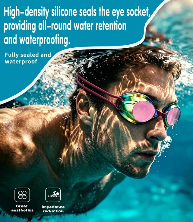 Alt view image 2 of 7 - Professional racing swim gogglesWide View Anti Fog&UV Swimming Goggles for Audlt, No Leaking Swim Glasses for Men Women Kids