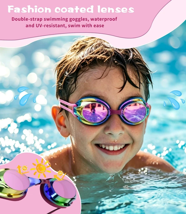 Alt view image 3 of 7 - Professional racing swim gogglesWide View Anti Fog&UV Swimming Goggles for Audlt, No Leaking Swim Glasses for Men Women Kids