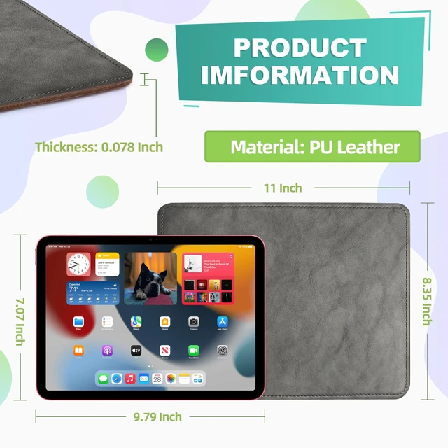 Alt view image 2 of 7 - Leather Mouse Pad with Stitched Edge Micro-Fiber Base with Non-Slip WaterproofMouse Pad for ComputersLaptop, 8x11Inch (Gray)