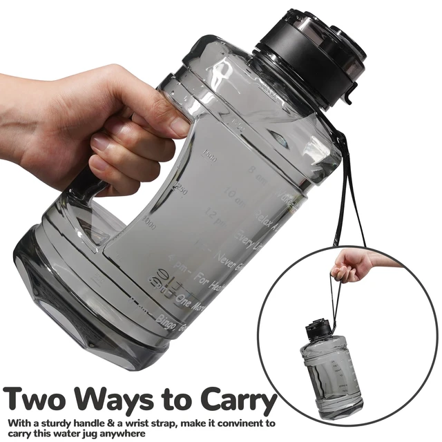 Alt view image 4 of 6 - Half Gallon Water Bottle with Motivational Time Marker74oz Water Jug | Strap & Handle Large-Capacity Leakproof Water Bottles for Travel Sport Gym OutdoorClear)