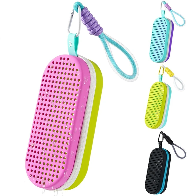 Main image of Swim Goggles Case For Swimming Goggles, Mothers Day Gifts for Mom, Silicone Protective Cases with Drain Hole for Women, Purple and Green