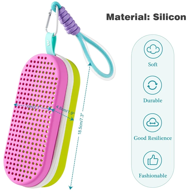 Alt view image 2 of 7 - Swim Goggles Case For Swimming Goggles, Mothers Day Gifts for Mom, Silicone Protective Cases with Drain Hole for Women, Purple and Green