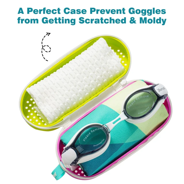 Alt view image 5 of 7 - Swim Goggles Case For Swimming Goggles, Mothers Day Gifts for Mom, Silicone Protective Cases with Drain Hole for Women, Purple and Green
