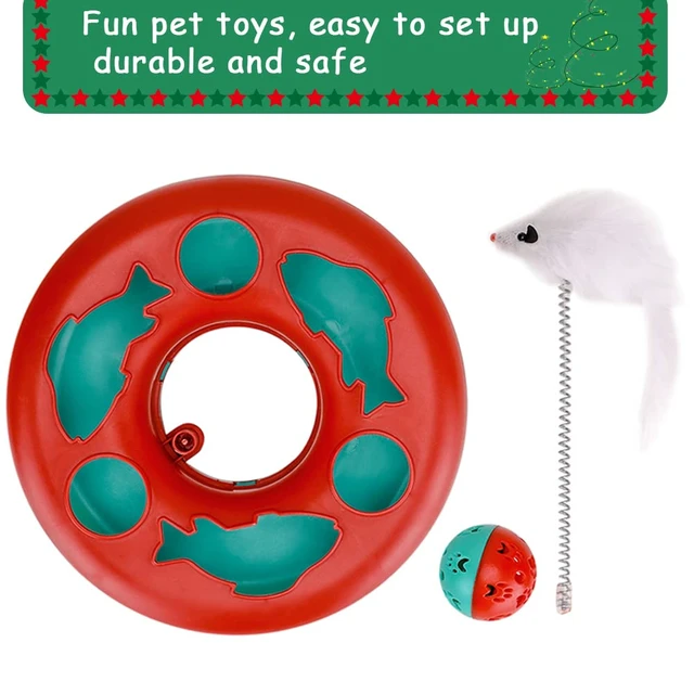 Alt view image 3 of 7 - Cat Toys, Cat Toys for Indoor Cats,Interactive Kitten Toys Roller Tracks with Catnip Spring Pet Toy with Exercise Balls Teaser Mouse (red)