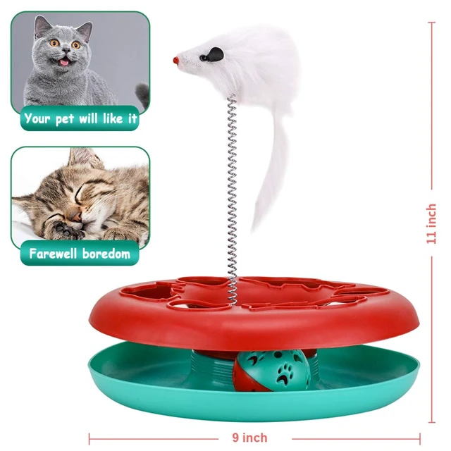 Alt view image 5 of 7 - Cat Toys, Cat Toys for Indoor Cats,Interactive Kitten Toys Roller Tracks with Catnip Spring Pet Toy with Exercise Balls Teaser Mouse (red)