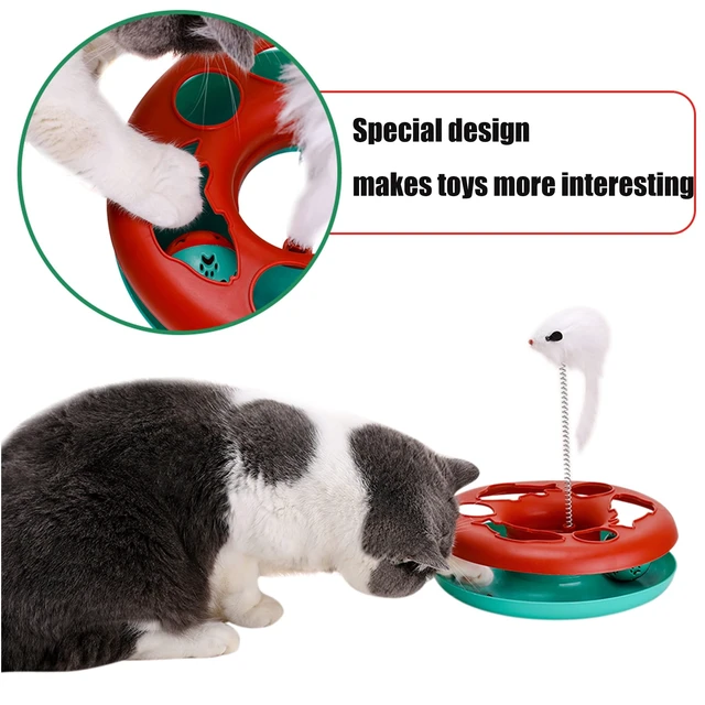 Alt view image 4 of 7 - Cat Toys, Cat Toys for Indoor Cats,Interactive Kitten Toys Roller Tracks with Catnip Spring Pet Toy with Exercise Balls Teaser Mouse (red)