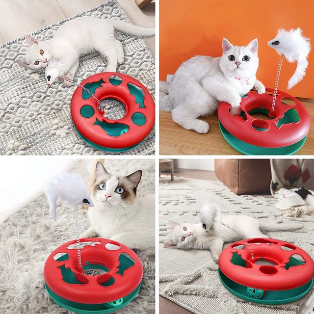 Alt view image 6 of 7 - Cat Toys, Cat Toys for Indoor Cats,Interactive Kitten Toys Roller Tracks with Catnip Spring Pet Toy with Exercise Balls Teaser Mouse (red)