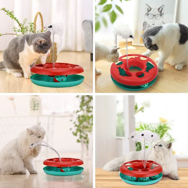 Alt view image 7 of 7 - Cat Toys, Cat Toys for Indoor Cats,Interactive Kitten Toys Roller Tracks with Catnip Spring Pet Toy with Exercise Balls Teaser Mouse (red)