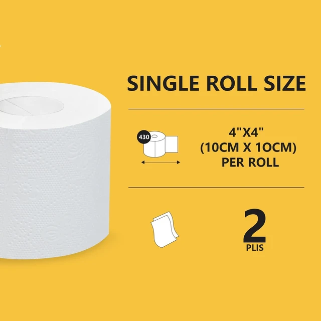 Alt view image 2 of 6 - Premium Toilet Paper 6 Rolls, 430 Sheets per Roll, 2-Ply, 4x4 Inch Sheet Size Paper Towels- Highly Absorbent, Strong & Soft for Bathroom Kitchen Livingroom (6 Rolls)