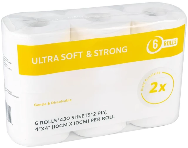 Main image of Premium Toilet Paper 6 Rolls, 430 Sheets per Roll, 2-Ply, 4x4 Inch Sheet Size Paper Towels- Highly Absorbent, Strong & Soft for Bathroom Kitchen Livingroom (6 Rolls)