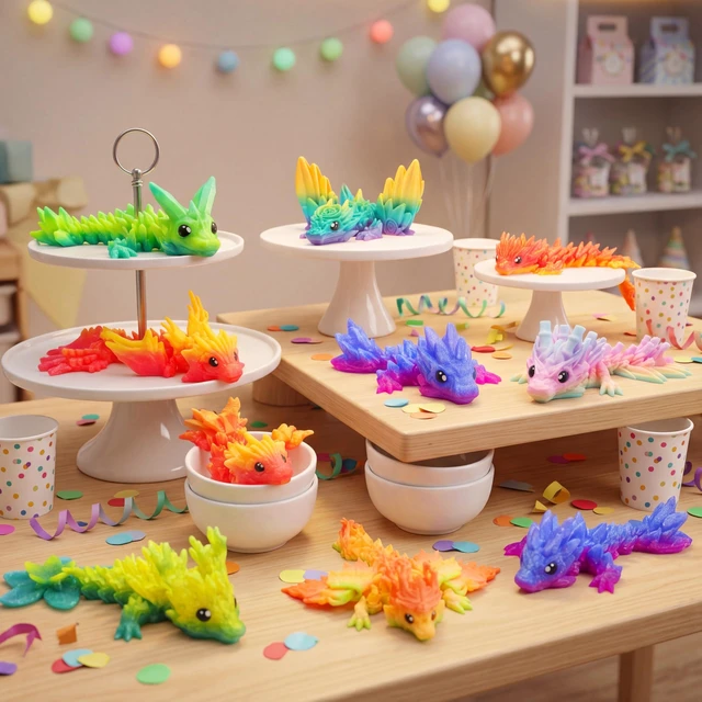 Alt view image 7 of 7 - 8 Pcs 3D Printed Dragon, 4.4" Colorful Flexible Articulated Dragon Fidget Toys for Party Favors, Classroom Prizes, Goodie Bag Fillers, Autism Stress Relief for Kids & Adults Birthday Gifts