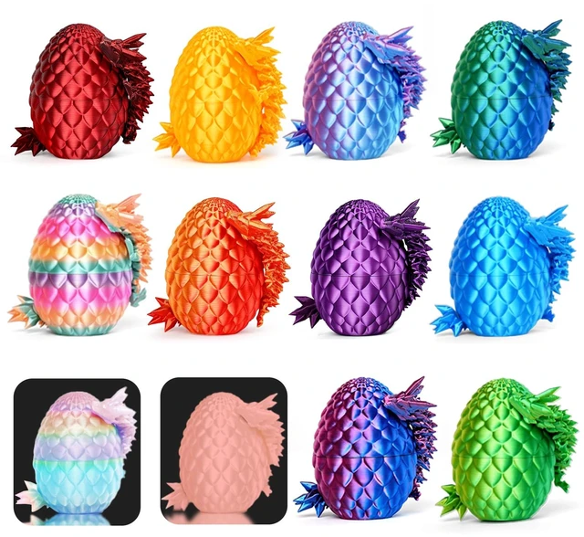 Main image of 12PCS 3D Printed Dragon Eggs,Prefilled Easter Eggs with Dragon Fidget Toys | Halloween Party Favors Stocking Stuffers Gifts 3D Printed Animals Fidget Dinosaur Toys, Classroom Prizes Supplies for Kids