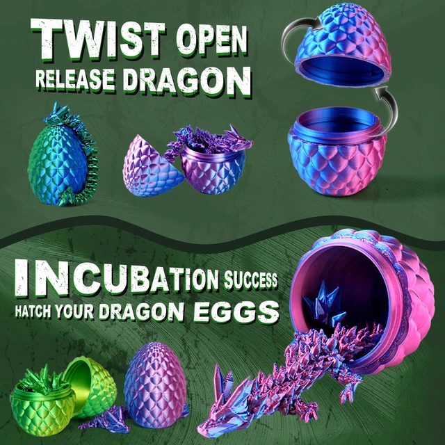 Alt view image 2 of 7 - 12PCS 3D Printed Dragon Eggs,Prefilled Easter Eggs with Dragon Fidget Toys | Halloween Party Favors Stocking Stuffers Gifts 3D Printed Animals Fidget Dinosaur Toys, Classroom Prizes Supplies for Kids
