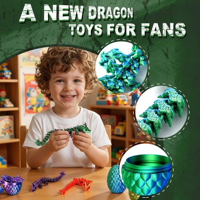 Alt view image 3 of 7 - 12PCS 3D Printed Dragon Eggs,Prefilled Easter Eggs with Dragon Fidget Toys | Halloween Party Favors Stocking Stuffers Gifts 3D Printed Animals Fidget Dinosaur Toys, Classroom Prizes Supplies for Kids