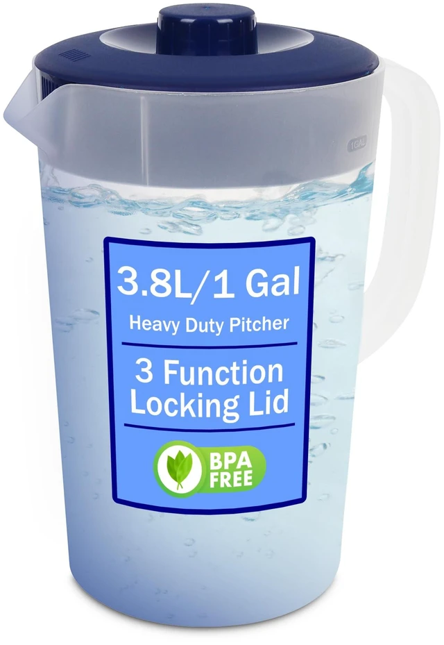 Main image of Water Pitcher with Lid 1 Gallon Pitcher BPA Free & Phthalate Free - Navy | Freezer/Dishwasher Safe