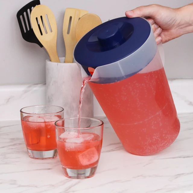 Alt view image 2 of 7 - Water Pitcher with Lid 1 Gallon Pitcher BPA Free & Phthalate Free - Navy | Freezer/Dishwasher Safe