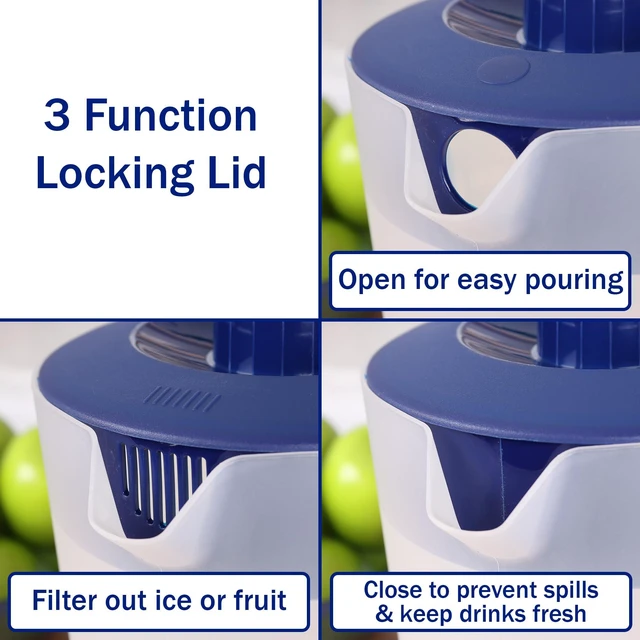 Alt view image 3 of 7 - Water Pitcher with Lid 1 Gallon Pitcher BPA Free & Phthalate Free - Navy | Freezer/Dishwasher Safe