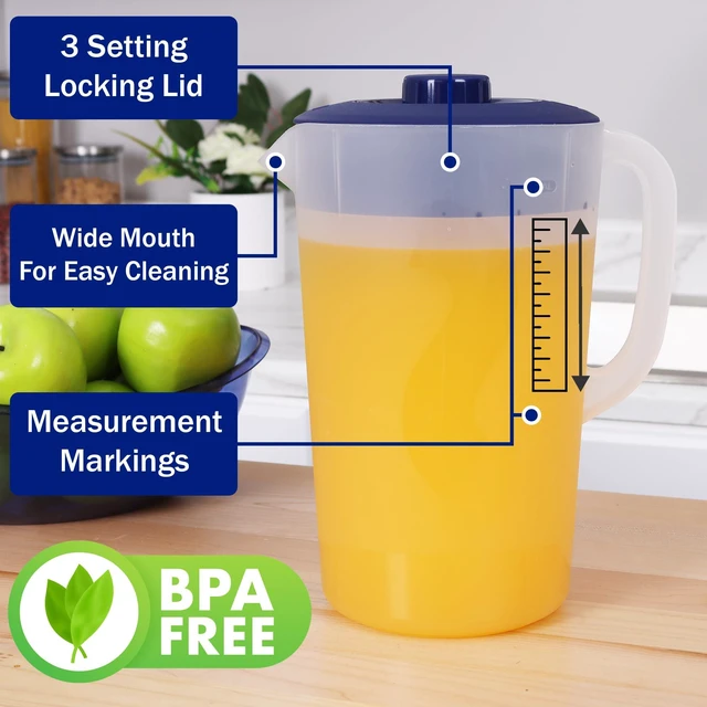 Alt view image 4 of 7 - Water Pitcher with Lid 1 Gallon Pitcher BPA Free & Phthalate Free - Navy | Freezer/Dishwasher Safe