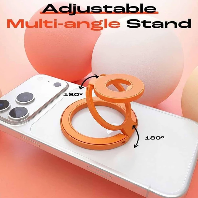 Alt view image 3 of 4 - Magnetic Phone Ring Holder for Phone, 360° Metal Folding Dual-Sided Magnetic Cell Phone Finger Ring Stand Holder for iPhone 18-12 Pro Max for Car Mounts (White)