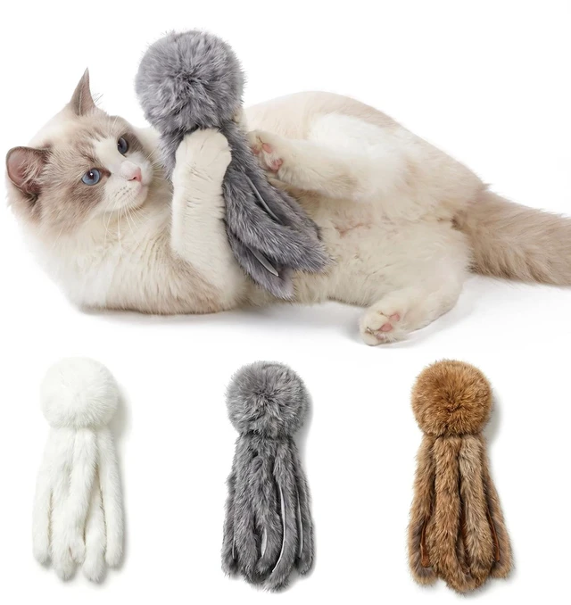 Main image of Octopus 3 Pack Rabbit Fur Cat Toy for Indoor Cats | Octopus Tentacle Design, Faux Rabbit Fur, No Catnip, Handmade, Stress Relief, Hunting Instinct Toy, Prefect For Bunny Kick