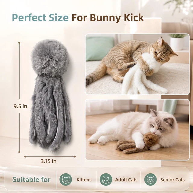 Alt view image 3 of 7 - Octopus 3 Pack Rabbit Fur Cat Toy for Indoor Cats | Octopus Tentacle Design, Faux Rabbit Fur, No Catnip, Handmade, Stress Relief, Hunting Instinct Toy, Prefect For Bunny Kick