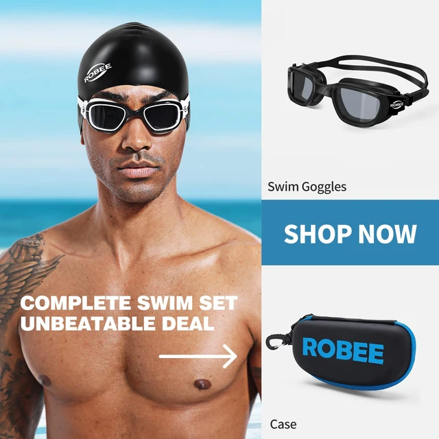 Alt view image 5 of 7 - Swim Goggles for Men Women Youth, Anti-Fog No Leaking | Zipper travel storage case, clear/smoke/mirror lenses. Swimming cap available with select styles.