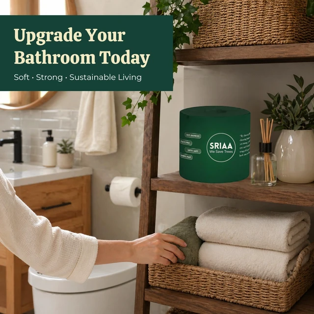 Alt view image 4 of 7 - Premium 100% Bamboo Tree-Free Toilet Paper, 6 Mega Rolls, 3-Ply, 300 Sheets per Roll, Septic Safe, Plastic & PFAS Free, FSC Certified