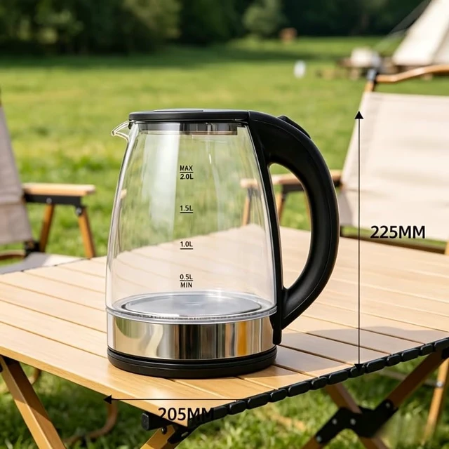 Alt view image 5 of 5 - Electric Kettle, 2.0L, Hot Water Boiler, Removable Lid for Easy Cleaning, Auto Shut Off, Boil-Dry Protection, BPA Free, Borosilicate Glass Electric Tea KettleInner lid made of 304 stainless steel