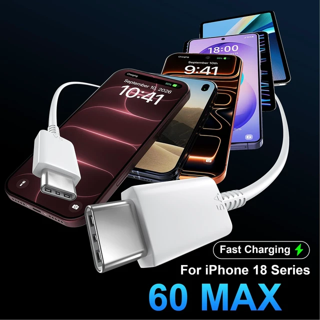 Alt view image 4 of 6 - iPhone 18 17 16 15 Charger Fast Charging 30W USB C Charger 10FT Long Cable | Type C Charger USB C iPhone Fast Charger Block for iPhone 18 Duo/18 Pro Max/17/iPhone 16/iPhone 15 Pro Max/iPad/Samsung S26
