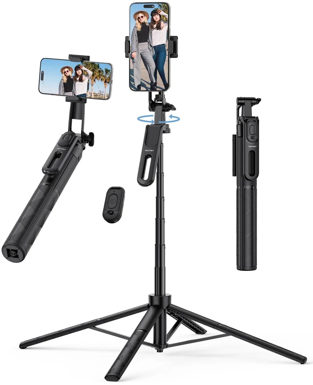 Main image of 71" Phone Tripod & Selfie Stick, Portable Extendable Cell Phone Tripod Stand with Wireless Remote and Phone Holder, with Wireless Remote Control for iPhone/Samsung/Android/Camera