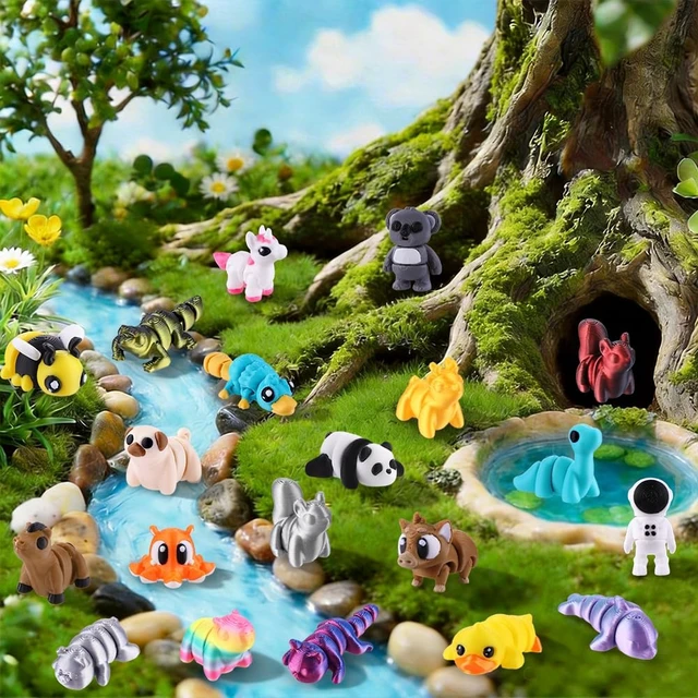Alt view image 6 of 7 - 120Pcs 3D Printed Animals Figurines Articulated Fidget Toys | Mini 3D Printed Figurines for Goodie Bags Classroom Prize Rewards Party Favors Gifts Exchange