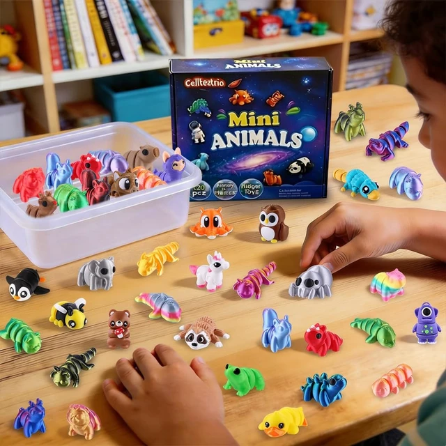 Alt view image 5 of 7 - 120Pcs 3D Printed Animals Figurines Articulated Fidget Toys | Mini 3D Printed Figurines for Goodie Bags Classroom Prize Rewards Party Favors Gifts Exchange