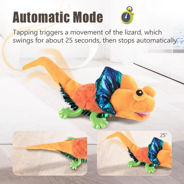Alt view image 4 of 6 - Cat Toys, Touch Activated Flapping Chirping Lizard Kitten Toy with Catnip for Indoor Cats Kicker, Rechargeable (Orange)
