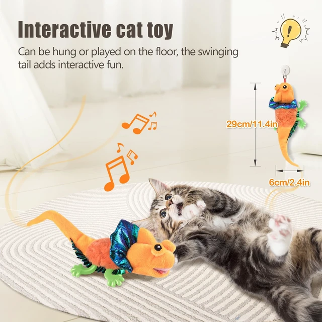 Alt view image 2 of 6 - Cat Toys, Touch Activated Flapping Chirping Lizard Kitten Toy with Catnip for Indoor Cats Kicker, Rechargeable (Orange)