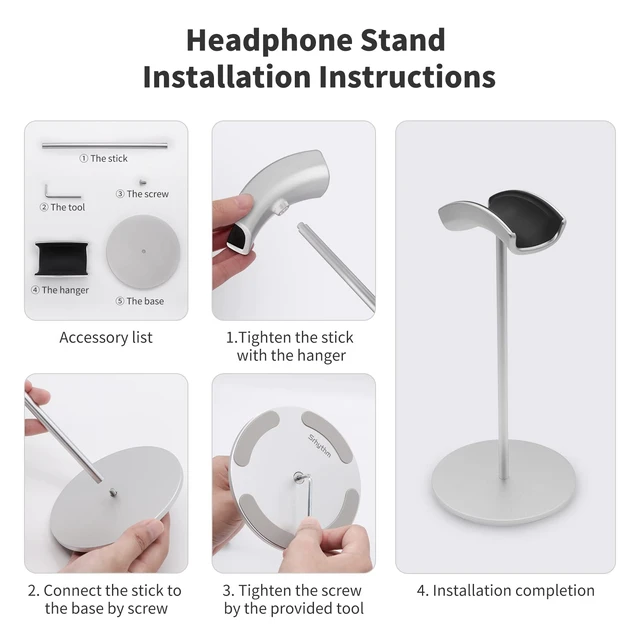 Alt view image 7 of 7 - Headphone Stand,Metal Headset Holder for Space-Saving and Display