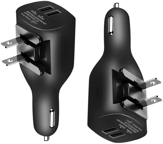 Main image of 2Pack USB Car Charger, 2-in-1 Portable With Foldable Plug Wall Charger for iPhone X XR XS 7 8 Plus Note 8 9 Galaxy S8 S9 Plus LG Pixel