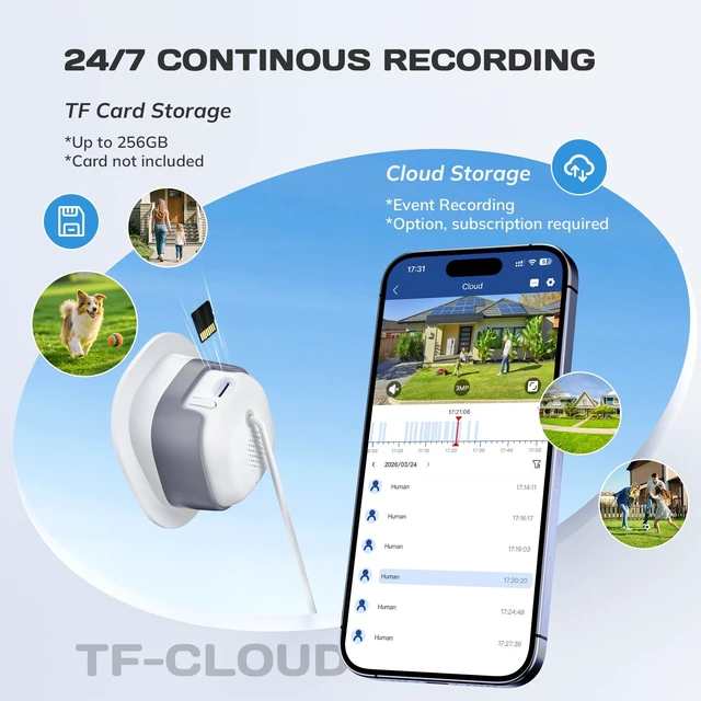 Alt view image 6 of 7 - No Drill 2K Window Camera with Angled Mount, 5GHz&2.4GHz WiFi Indoor Camera for Home Security for Outdoor Monitoring, Anti-Glare Color Night Vision, 24/7 Recording, Free Human/Car/Pet Detection, Alexa