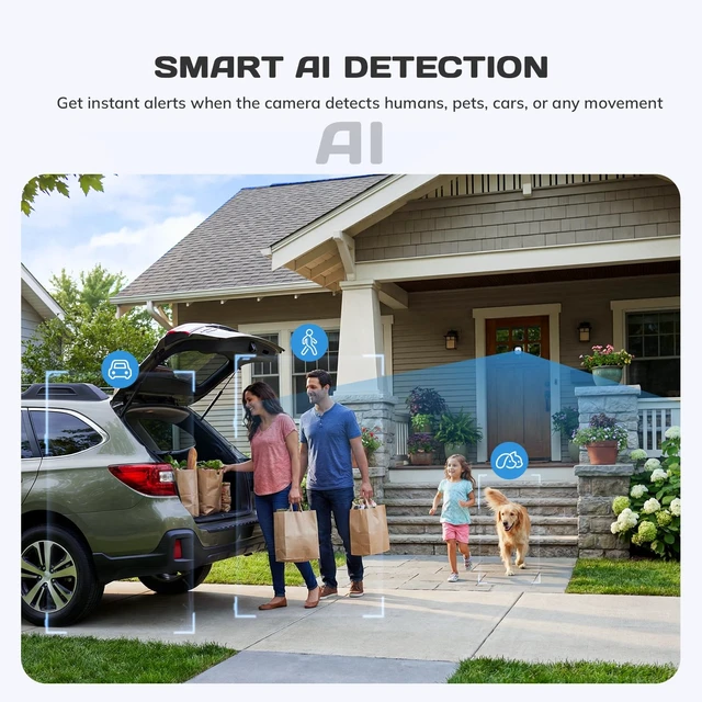 Alt view image 5 of 7 - No Drill 2K Window Camera with Angled Mount, 5GHz&2.4GHz WiFi Indoor Camera for Home Security for Outdoor Monitoring, Anti-Glare Color Night Vision, 24/7 Recording, Free Human/Car/Pet Detection, Alexa