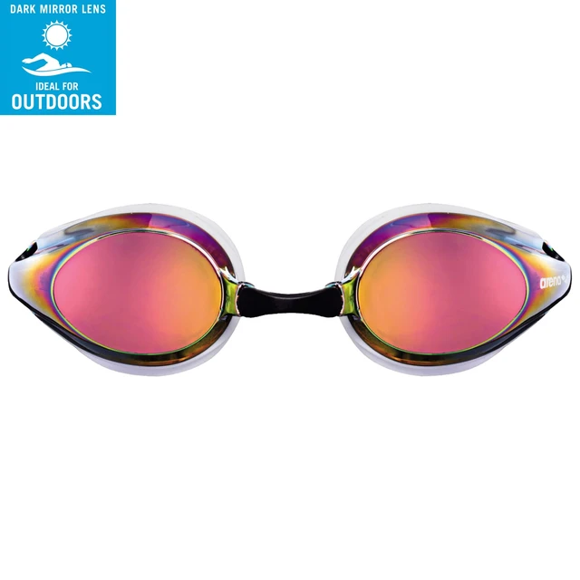 Alt view image 3 of 6 - Tracks Unisex Adult Essential Racing Swim Goggles for Competitive Swimmers FINA-Approved Anti-Fog Coated Mirror Lens, White/Red Copper/Black