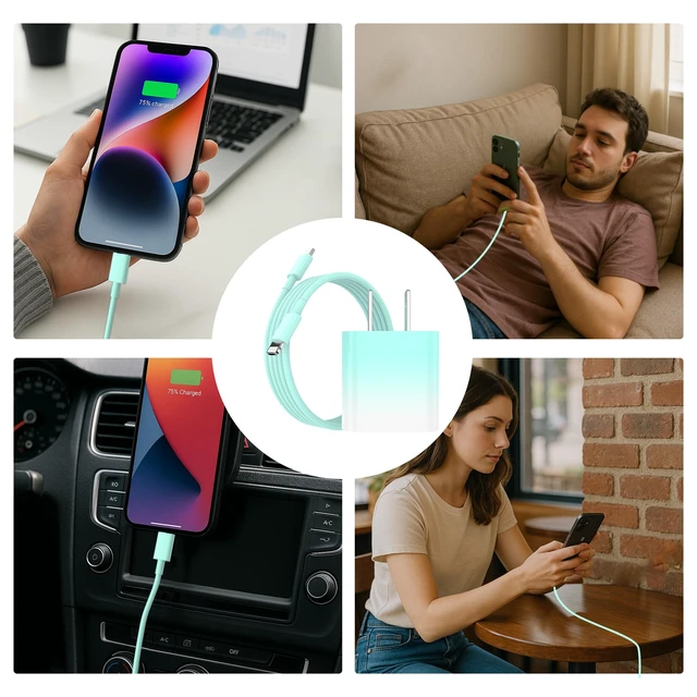 Alt view image 6 of 7 - iPhone Charger Fast Charger,USB C Charger 4 Pack, 6FT Lightning Cable | USB C to Lightning Cables for Home, Office&Travel, Compatible with iPhone 7/8/X/11/12/13/14 Series, Pro/Max/Plus/mini(Blue)