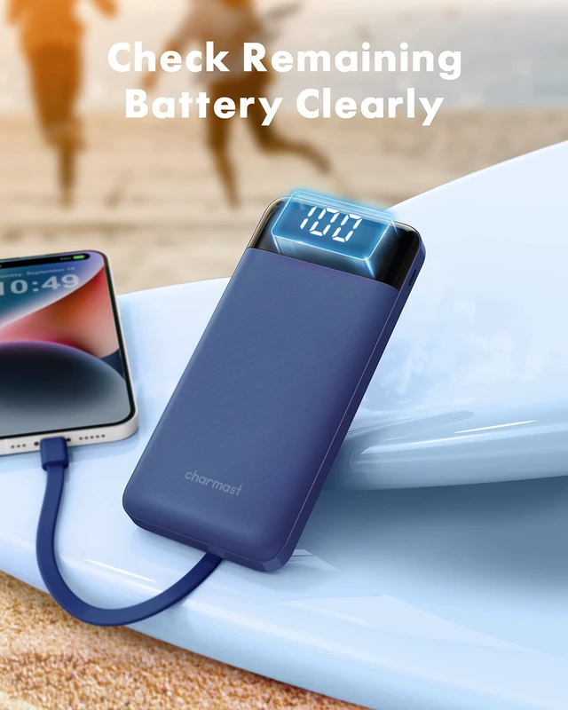 Alt view image 7 of 7 - Portable Charger Power Bank with Reinforced Built-in 4 Cables | 10000mAh,6 Outputs 3 Inputs,Travel Essentials,Carry-on Only,3A Fast Charging Portable Phone Charger for iPhone Samsung Pixel