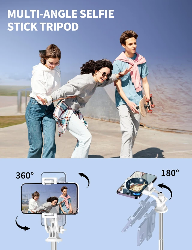 Alt view image 5 of 7 - 71" Selfie Stick, Smartphone Tripod Stand All-in-1 with Remote, Travel Tripod for iPhone, Extendable Cell Phone Tripods for Selfie/Video Recording/Photo/Live Stream/Vlog