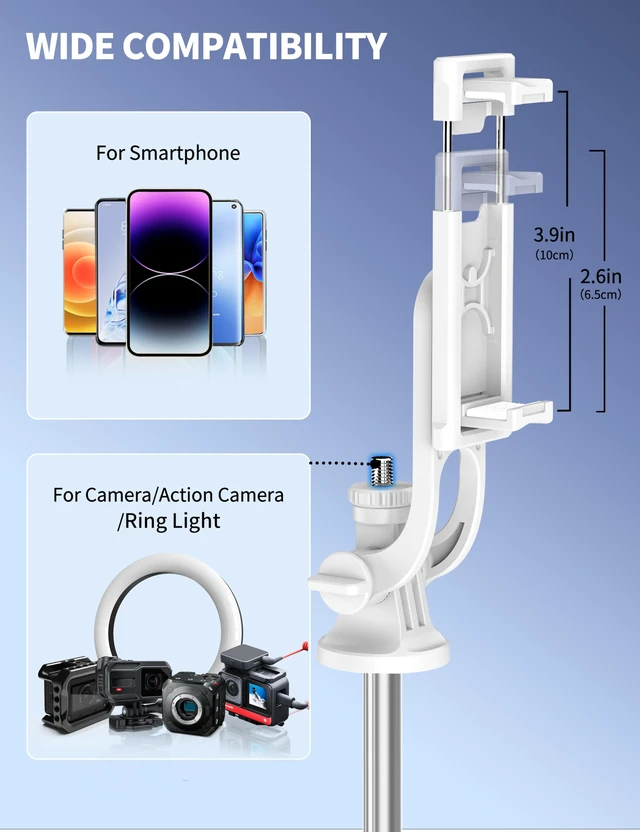 Alt view image 6 of 7 - 71" Selfie Stick, Smartphone Tripod Stand All-in-1 with Remote, Travel Tripod for iPhone, Extendable Cell Phone Tripods for Selfie/Video Recording/Photo/Live Stream/Vlog