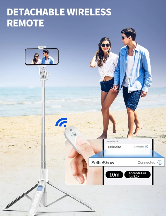 Alt view image 4 of 7 - 71" Selfie Stick, Smartphone Tripod Stand All-in-1 with Remote, Travel Tripod for iPhone, Extendable Cell Phone Tripods for Selfie/Video Recording/Photo/Live Stream/Vlog